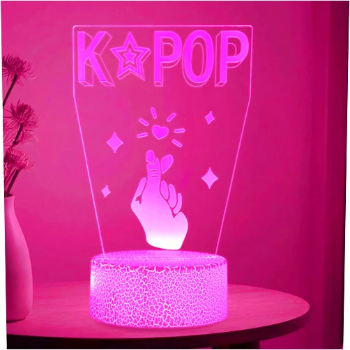 Buchele K-pop Lamp - Korean Saranghae Love Symbol & Heart Thumb Gesture Night Light for K-pop Fans, Perfect K-Drama Gift for Bedroom, Game Room Decor