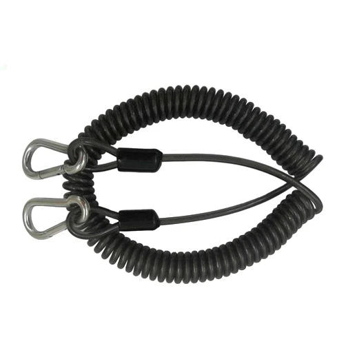 Mimilure 118inch Stainless Steel Inside Fishing Tool Coiled Lanyard Tether Protecting Rope for Deep Sea Fishing Rod/Reel Protecting