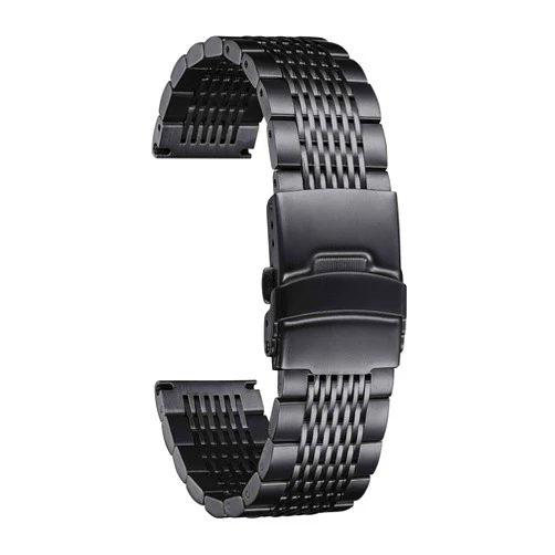 BINLUN Stainless Steel Watch Band, Metal Watch Strap for Men Women Replacement with Double-Lock Deployment Clasp Polished Watch Bracelet Silver Black Gold Rose-gold 18/19/20/21/22/24mm