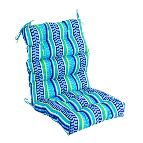 Blazing Needles Multi-Section Tufted Outdoor Chair Cushion, 20 x 42, Pike Azure