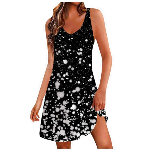 8QIDA Womens Sun Dress Summer Women B Casual Tank Top Dress with Pockets Summer Bohemian Women Casual Sexy Tank Top Dress