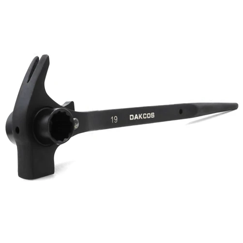DAKCOS Scaffold Ratchet 19mm x 22mm, Multifunctional Spud Ratchet Podger Wrench with Claw Nail Puller and Hammer Functions,Black