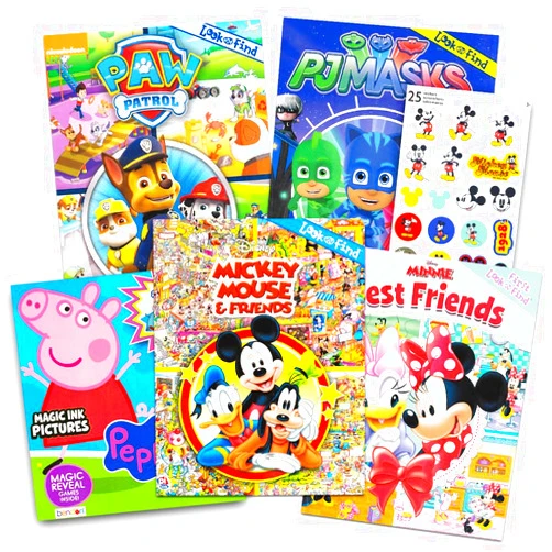 Disney Picture Search Books Set for Kids 2-4 Toddlers - 5 Find It Books Featuring Minnie Mouse, Mickey Mouse, Peppa Pig, Paw Patrol and PJ Masks.