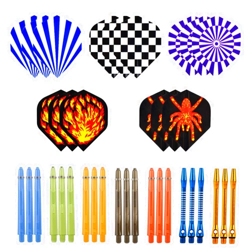 LinkVisions 2 Sets 53mm Aluminum and 5 Sets PC Darts Shafts with 5 Sets Darts Flights