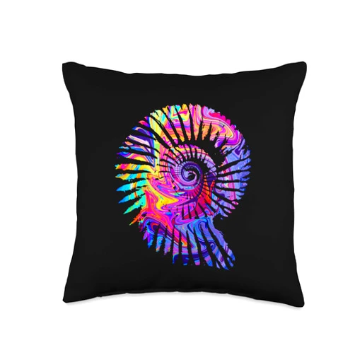 Ammonite Shark Tooth Fossil Collector Designs Ammonite Fossil Collector Rock Hound Cool Paleontology Throw Pillow