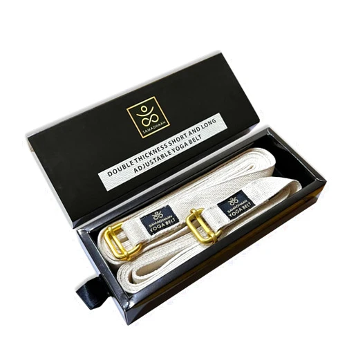 Samadhaan Yoga Strap with Durable Sliding Brass Buckle | Strong & Secure Yoga Strap | Double Thickness Adjustable Yoga Belt for Daily Stretching, Yoga, Pilates & Fitness