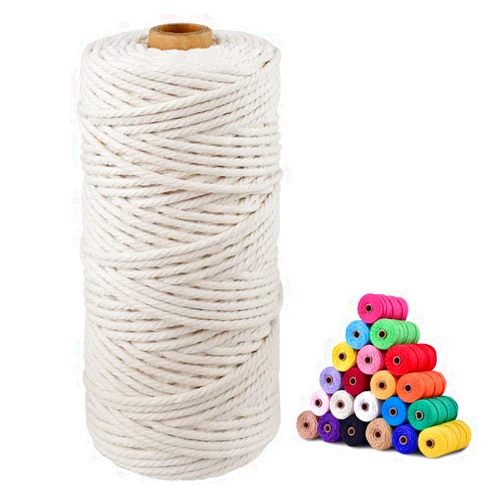 jijAcraft Macrame Cord,3mm x 328 Feet Cotton Macrame Cord,Natural White Cotton Cord Macrame Supplies,Macrame Rope Craft Twine String for Macrame & Knitting,Plant Hangers,Wall Hanging,Craft (Beige)