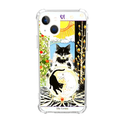 Junilotcik The Lovers Tarot Card Cats Animals Case Compatible with iPhone 13, Trippy Psychedelic Aesthetic Tarot Card Case for Girl Men and Women, Trendy TPU Bumper Phone Case for iPhone 13
