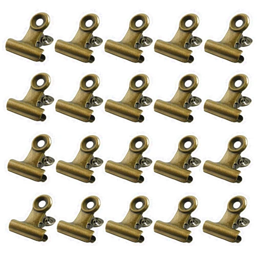 Bonsicoky 30 Pcs Metal Bulldog Clips, Bull Binder Paper Clips for Tags Shops, Office and Home, Brown, 22mm