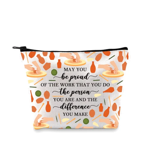 BDPWSS Pottery Gifts Ceramic Artist Gifts Pottery Lover Gift May You Be Proud Of The Work You Do Funny Pottery Makeup Bag (Be proud pottery bag)