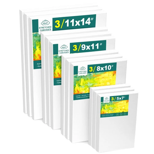 Inburit 12 Pack Canvas for Painting with 11x14, 9 x12, 8x10, 5x7 (3 of Each) Blank Primed Stretched Canvases for Oil, Acrylic & Others, Multi Size Set for Artist, Student and Beginners