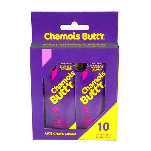 Chamois Butt'r Her' Anti-Chafe Cream, 10-pack of 9mL packets