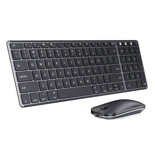 Seenda Wireless Bluetooth Keyboard and Mouse for Mac, Multi-Device Rechargeable Slim Keyboard and Mouse Stainless Steel Full Size, Compatible with MacBook Pro/Air, iPad, iMac - Space Gray