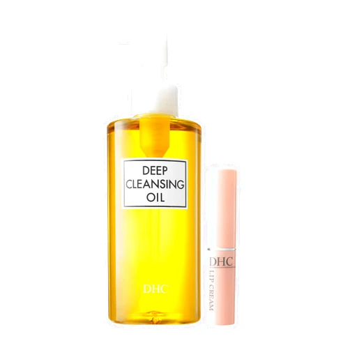 DHC Deep Cleansing Oil and Lip Cream, Facial Cleansing Oil, Makeup Remover, Hydrating, Moisturizing, Soothing, Set, Fragrance and Colorant Free, Ideal for all skin types, 6.7 fl. oz. and 0.05 oz.
