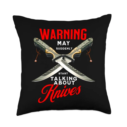 Visit The Blacksmith Warning May Suddenly Start Talking About Knives-Blacksmith Throw Pillow, 18x18, Multicolor