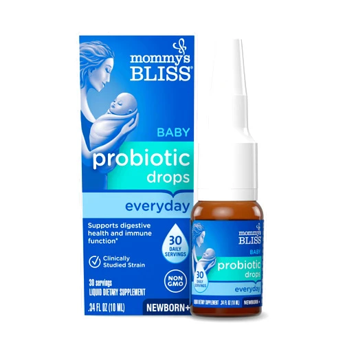 Mommy's Bliss Baby Probiotic Drops, Daily Gas, Constipation, and Colic Symptom Relief + Immune Support, Newborns & Up, 0.34 Fl Oz (30 Servings)