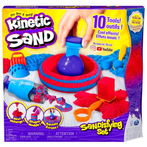 Kinetic Sand, Sandisfying Set with 2lbs of Sand and 10 Tools, Play Sand Sensory Toys for Kids Ages 3 and up