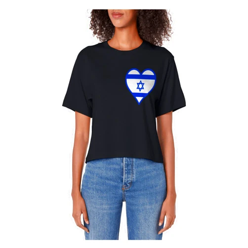 Israel Jew Promised Land Israelite Judaism Jewish Israel flag Heart Star of David Jewish Israelite heritage Women's Crop Top