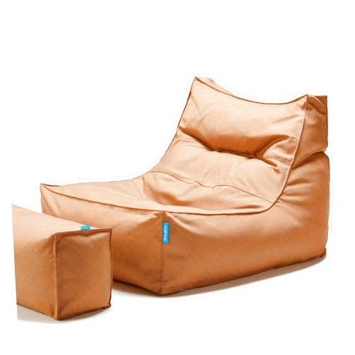 PolliMolli Bean Bag 607R in & Outdoor with Footstool (Cover Only, No Filler) - Removable, Washable, Weatherproof Outdoor Fabric (Monaco Brick)