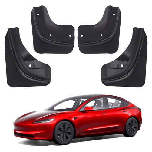 Vugosson Mud Flaps for Tesla 2024 Model 3 Highland, Flexible Mud Guards No Drilling/Tape Splash Guards Fenders for Tesla Model 3 Accessories 2024 Highland, Set of 4 Mudguards Mudflaps for Tesla