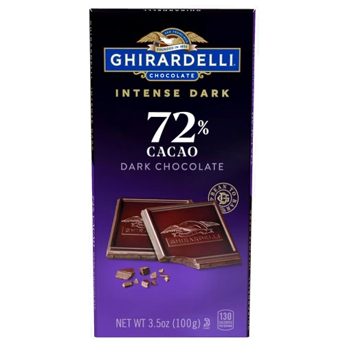 GHIRARDELLI Intense Dark Chocolate Bar, 72% Cacao, 3.5 Oz Bar