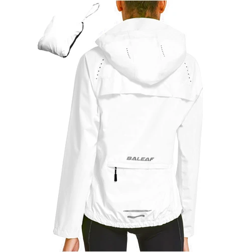 baleaf Women's Rain Jackets Waterproof Windbreaker Packable Running Lightweight Cycling Jacket Reflective Hooded