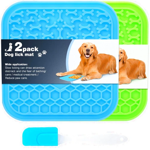MooonGem 2 Pack Lick Mat for Dogs and Cats, Dog Slow Feeder Dowl Mat for Bathing Grooming Nailing Trimming, Dog Feeding Mat, Licking Pad for Dogs Cats