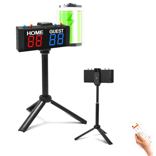 Ledbrigym Scoreboard Keeper with Button Remote Control Stand Outdoor Battery Powered Countdown up Four Modes Cornhole Volleyball Air Hockey Table Tennis Basketball