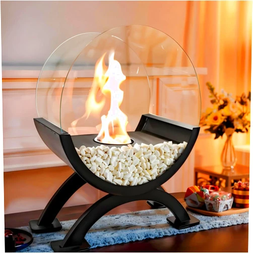 COOKWIN Round Glass Large Tabletop Fireplace 12.5