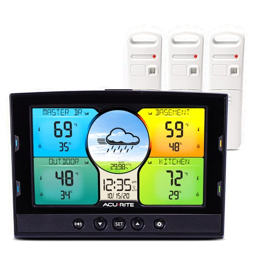 AcuRite Multi-Room Weather Station with Wireless Indoor/Outdoor Thermometer and Digital Color Display with Weather Forecaster (02082M), Full Color