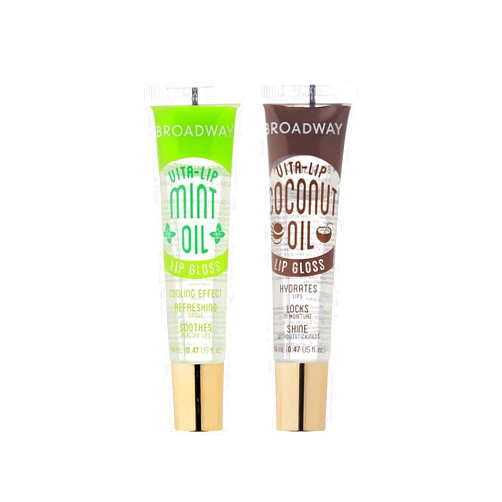 Ruby Kisses Broadway Vita-Lip Clear Lip Gloss (2 Pack Mint & Coconut Oil), Ultra-Hydrating & Soothing Formula with Vitamin Oils, High-Shine Non-Sticky Finish, Healing Lip Balm for Healthy Lips