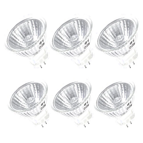 Lacnooe MR16 Halogen Bulb 20W Dimmable 12V GU5.3 Bi Pin Base Spotlight with Long Lifespan, 2700K Warm White MR16 Bulbs with Clear Glass Cover for Landscape, Track Lights, Fiber Optics, Desk Lamps, 6 Pack