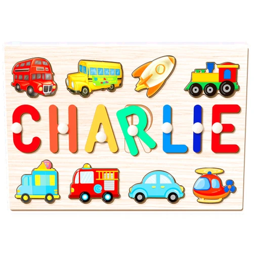 Greatabox Name Puzzle for Kids Personalized, Custom Baby Name Puzzle for Toddlers 1-3, Wooden Name Puzzle for Preschool Learning Toys with Engraved Text, Customized 1st Birthday Gifts