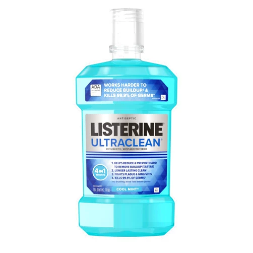 Listerine Ultraclean Oral Care Antiseptic Mouthwash, Everfresh Technology to Help Fight Bad Breath, Gingivitis, Plaque & Tartar, ADA-Accepted Tartar Control Oral Rinse, Cool Mint, 1.5 L
