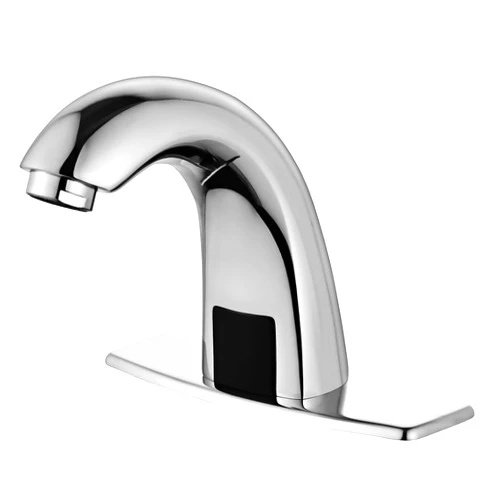 AOLIHAN Automatic Touchless Bathroom Sink Faucet Bathroom Tap with Deck Plate, Battery or Plug-in Powered, Commercial Auto Motion Sensor Hot Cold Mixer Solid Brass Faucet, 1 Hole or 3 Hole, Chrome