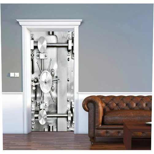AceChic 3D Door Decal Large Steel Bank Vault Door Door Stickers Removable Adhesive PVC Door Wall Mural Door Wallpaper Door Art for Home Decor 30.3