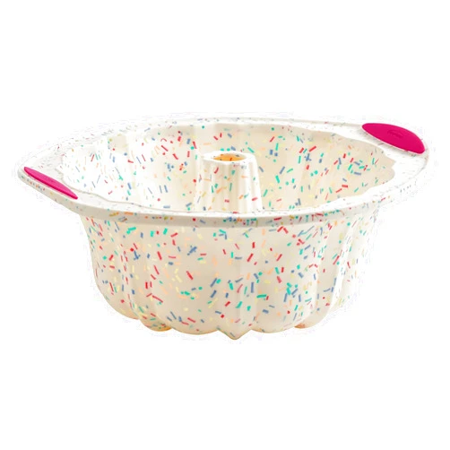 Trudeau 5118558 Structure Fluted Cake Pan Silicone Bakeware, Medium, Confetti White