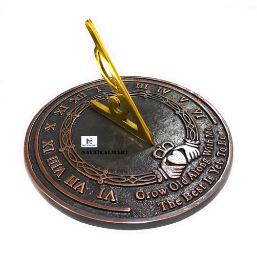 Nautical-Mart Garden Sundial Grow Old with Me -The Best is Yet, to be (Copper Antique), Unique Wedding Gift Idea for Parents, Engraved Anniversary Sundial, Home Decor