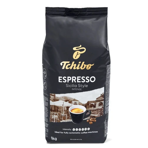 Tchibo Whole Bean Coffee - Espresso Sicilia Style - Dark Roast for a Bold European Style Coffee - Intensity 6/6, Acidity 0/6, Roast Level 6/6-17.6 oz
