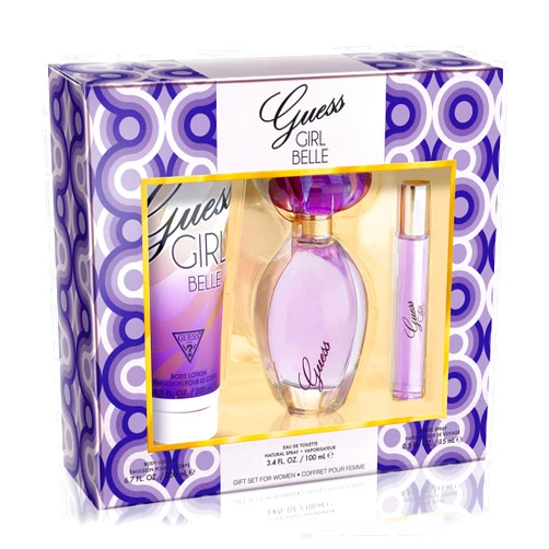GUESS Girl Belle Eau de Toilette 3 Piece Gift Set - Perfume Spray 3.4 Fl. Oz., Travel Spray 0.5 Fl. Oz., & Body Lotion 6.7 Fl. Oz.