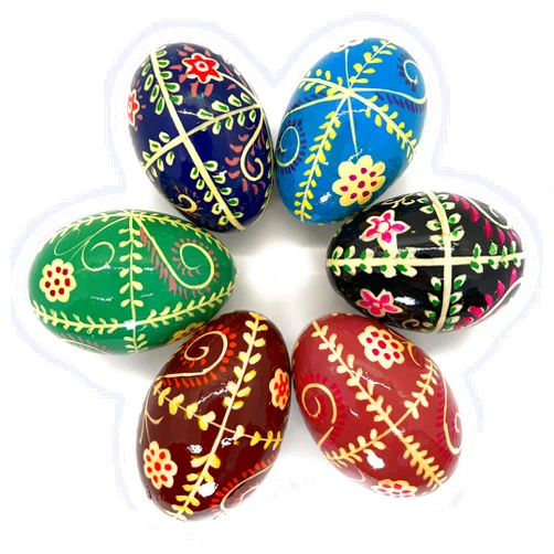Rumikrafts Handpainted 6 Wooden Easter Eggs, Ecofriendly and Lightweight, Kids Friendly, pisanki Style (Set of 6, Set D)