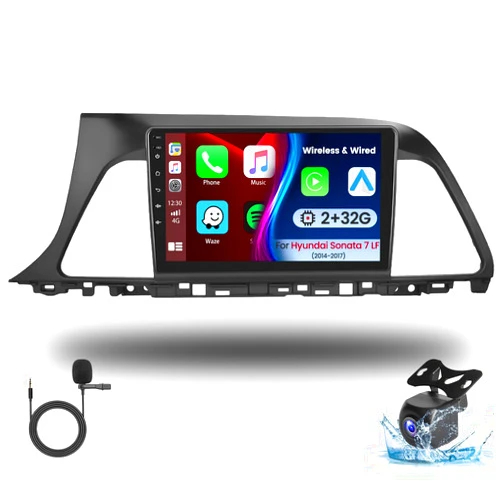 Hikity Android 13 Carplay Stereo for Hyundai Sonata 7 LF 2014-2017 with Wireless Apple Car Play Android Auto, 9 Inch Touchscreen Android GPS Navi System with WiFi RDS BT SWC