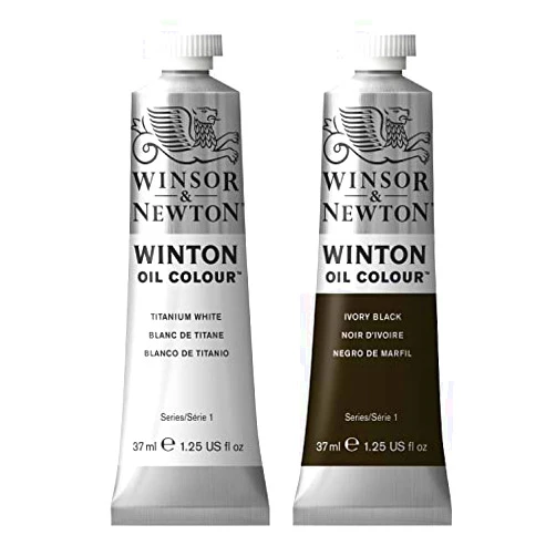 Jerry's Artarama Winton Oil Colour Paint Pack with 37ml Titanium White & 37ml Ivory Black