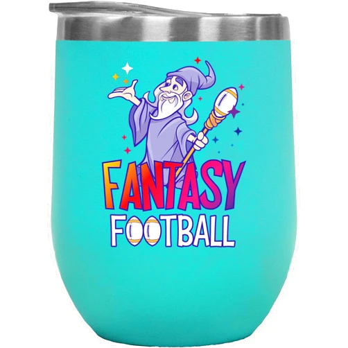 Make Your Mark Design Fantasy Football Virtual Gridiron Game Themed Gift Cup, Decor, Stuff, Party Supplies, Items, And Awards For A Girl, Boy, Daughter, Son, Kids, Teens, And Youth Girls - 12oz Wine Tumbler Mint