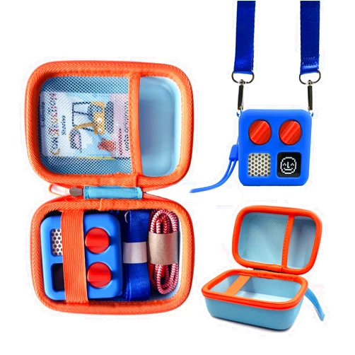 Thisness Hard Travel Case and Silicone Cover for Yoto Mini, Protective Carrying Case and Adventure Jacket with Shoulder Strap Kids Yoto Accessories, Blue