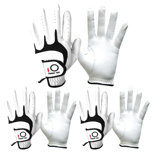 FINGER TEN Golf Gloves Men Right Left Handed Golfer 3/6 Pack Mens Golf Glove Left Right Hand Soft Cabretta Leather All Weather Grip Size S M ML L XL