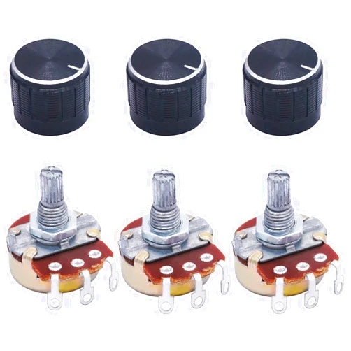 TWTADE 3PCS WH148 B10K Linear Taper Adjustable Rotary Potentiometer Change Resistance with Connector Wire Cable + 3pcs wh138 10k ohm Single Turn Rotary Linear Variable Potentiometer