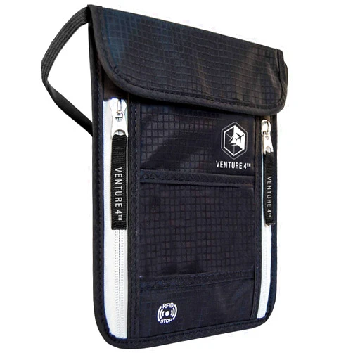 VENTURE 4TH Travel Neck Wallet with RFID Blocking – Passport Holder Neck Pouch for Men and Women to Keep Documents Safe