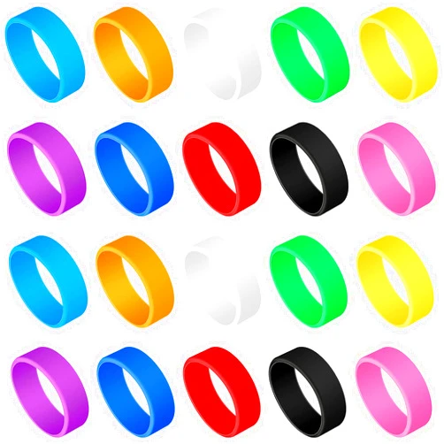 Zhanmai 30 Pcs Mini Silicone Wide Rubber Bands 2 Inch Assorted Colors Silicone Wallet Band Heat Cold Long Lasting Rubber Bands for Sublimation Tumbler Pen Jars Art Cooking Wrapping Cord Wraps Small