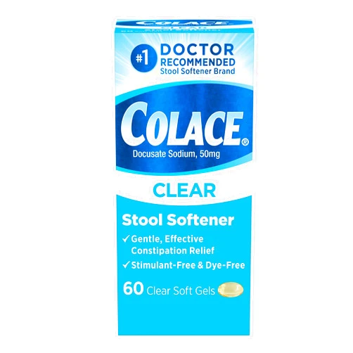 Colace Clear Stool Softener Soft Gel Capsules Constipation Relief 50mg Docusate Sodium Doctor Recommended 60ct